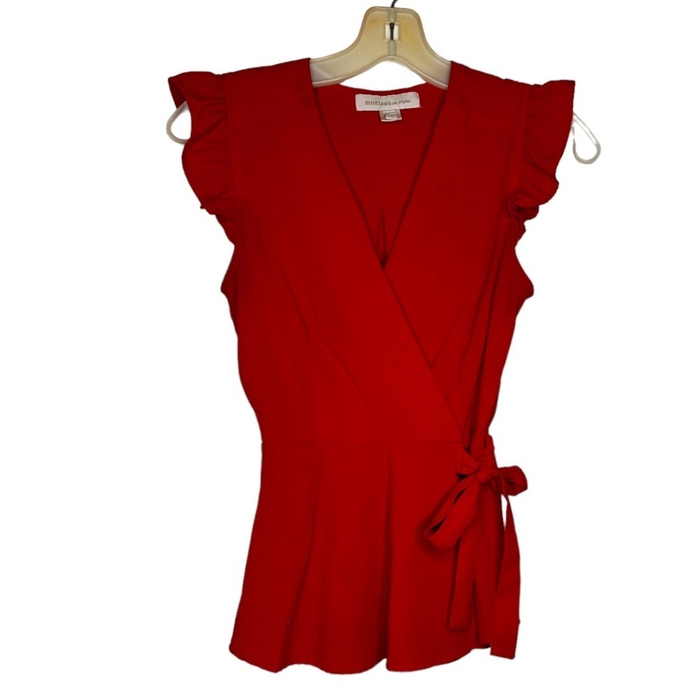Monteau Los Angeles Red Wrap Top